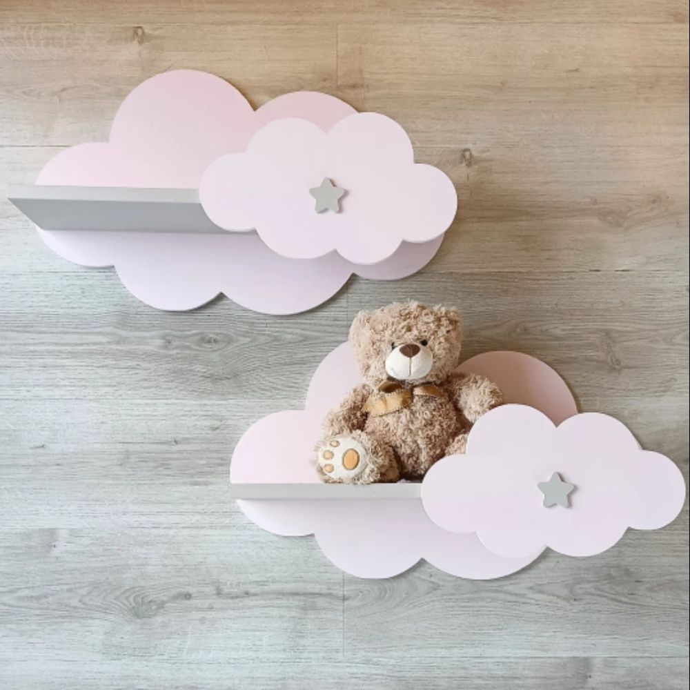 Mensola A Onda Per Cameretta King Home - MDF Verniciato Bianco, 56x26x2H - Design Giocoso Per Bambini