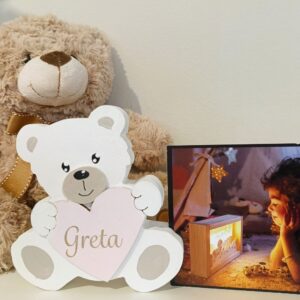 portafoto in legno artigianale per bambini a forma di orsetto mongolfiera elefante o cavallo a dondolo laboratorio19